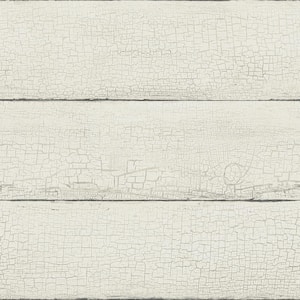 Morgan White Distressed Wood Distressed Pre-pasted Paper Wallpaper