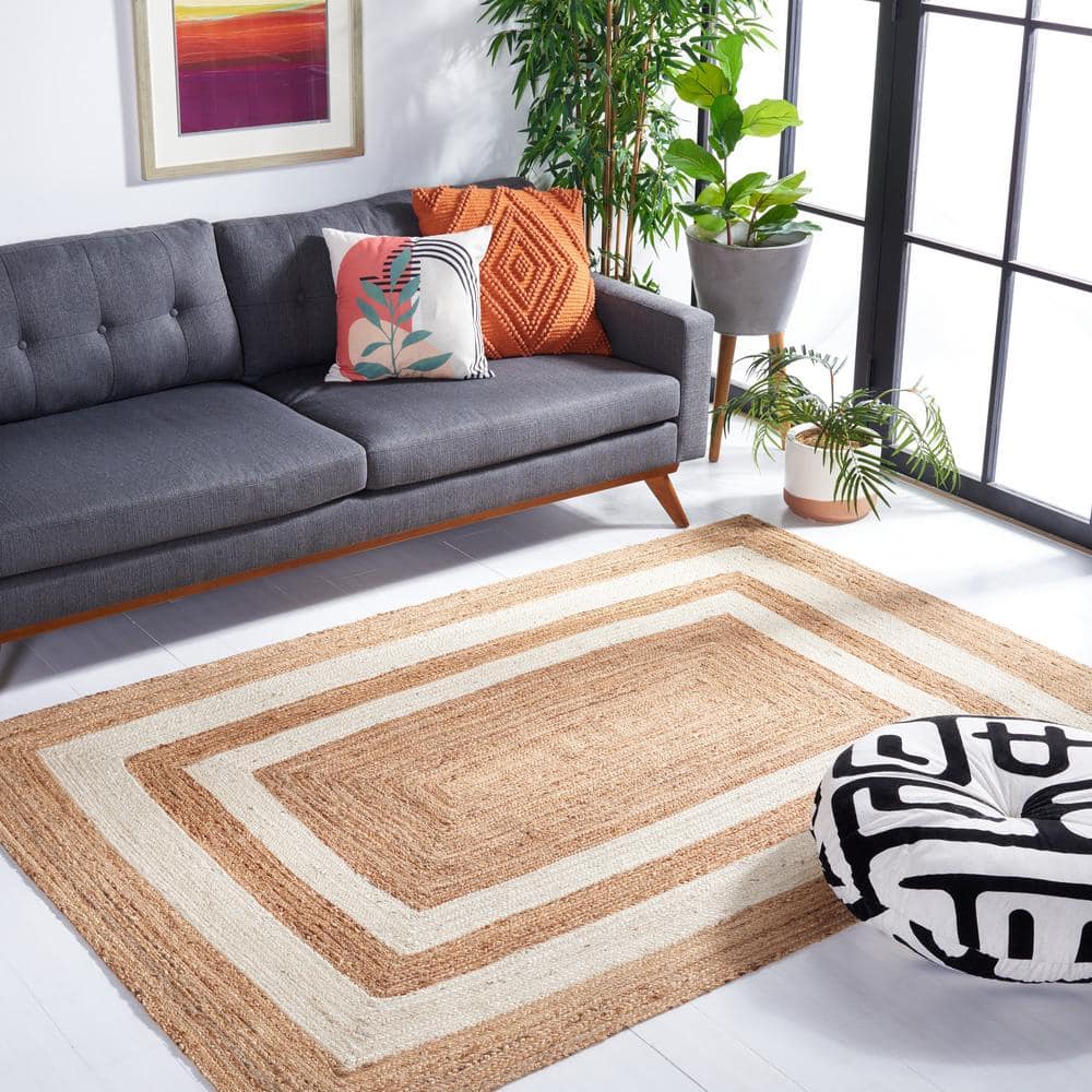 Ivory Flat Woven Handmade Cotton Square Rug