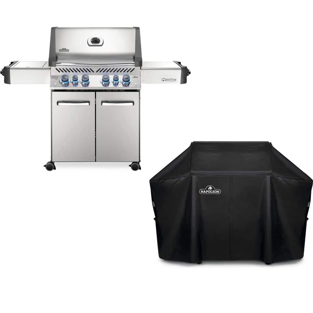 Legacy Prestige 500 4-Burner Natural Gas Grill in Stainless Steel with Infrared Burners and Rotisserie Kit with Cover