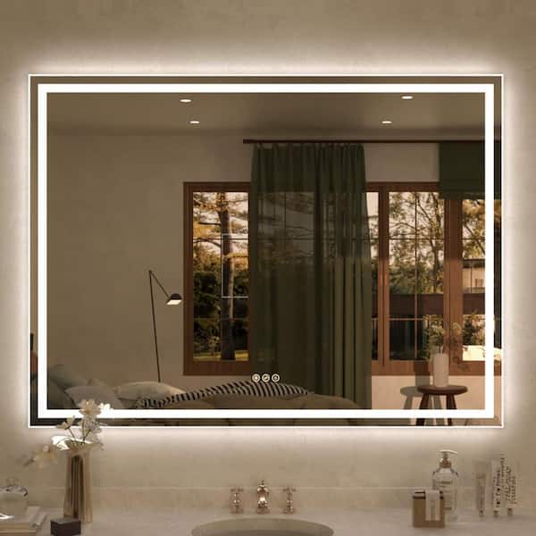 Spring 48 in. W x 36 in. H Rectangular Frameless LED Wall Bathroom Vanity Mirror