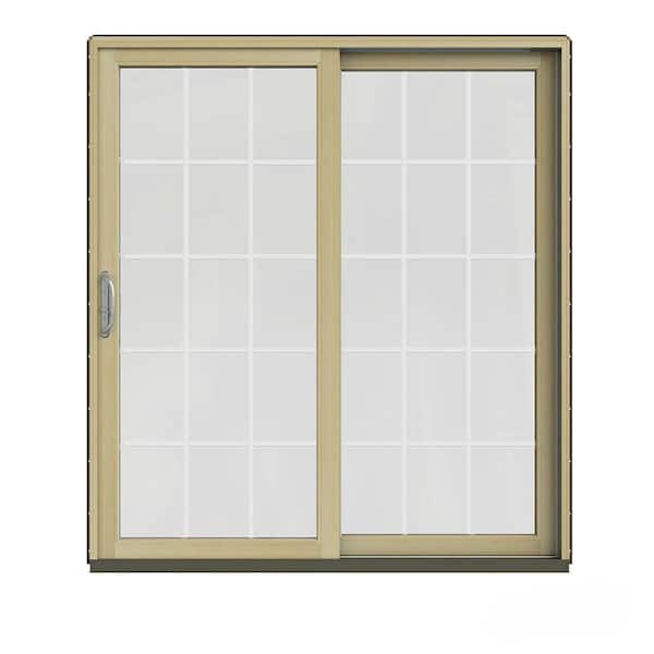 JELD-WEN 72 in. x 80 in. W-2500 Contemporary Brown Clad Wood Right-Hand 15 Lite Sliding Patio Door w/Unfinished Interior