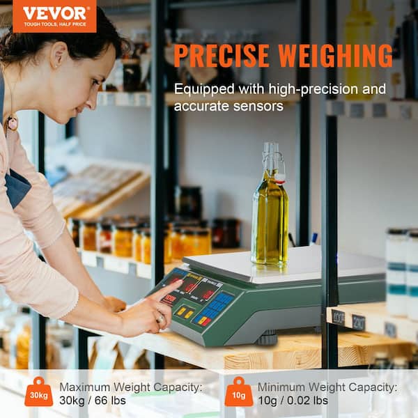 VEVOR Electronic Price Computing Scale, 66 lb Digital Deli Weight Scales, LED di