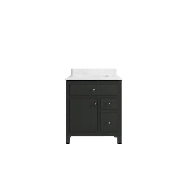 Willow Collections Sonoma 30 in. W x 22 in. D x 36 in. H Single Sink Bath Vanity in Black Top with 1.5 in. Empira Qt. Top