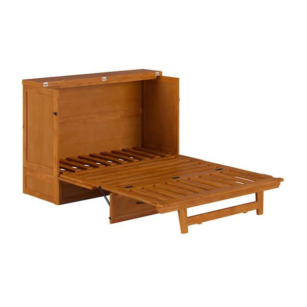 AFI Sedona Light Toffee Bronze Wood Frame Full Size Murphy Bed Chest with Storage Drawer and Built-in Charging Station