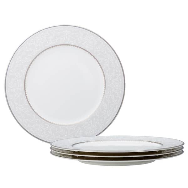Noritake Brocato 10.75 in. (White) Bone China Dinner Plates, (Set of 4) 4899406D The Home Depot