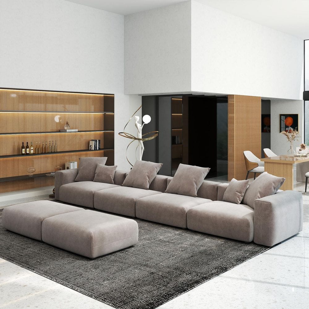 181.1 in. Square Arm Corduroy Deep-Seat Sofa Free Combination Various Shape