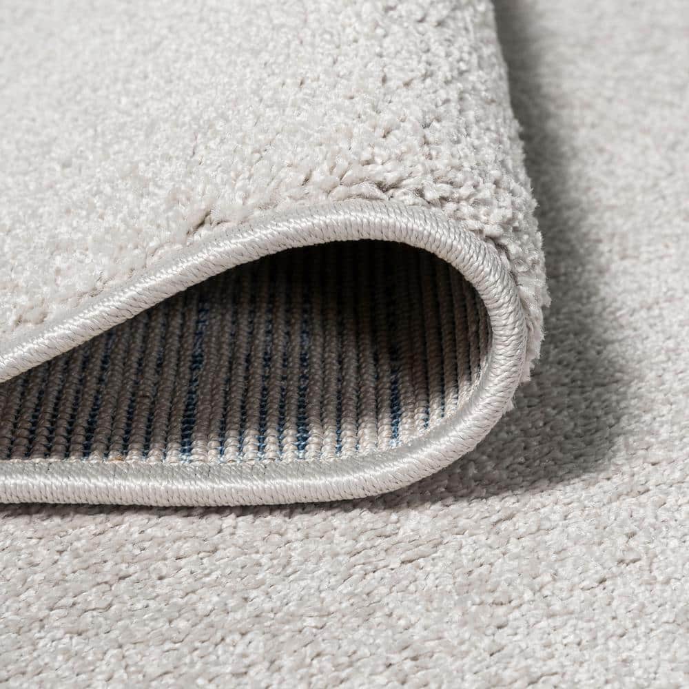 Ivory Soft Synthetic 5' Square Easy-Care Area Rug