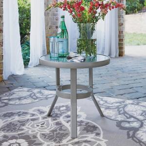 Captiva Charcoal Gray Round Cast Aluminum Outdoor Side Table