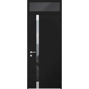 6777 32 in. x 96 in. Right-Hand/Outswing Tinted Glass Black Enamel Steel Prehung Front Door with Hardware