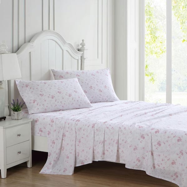 Laura Ashley Garden Muse 4-Piece Pink Floral T300 Cotton King