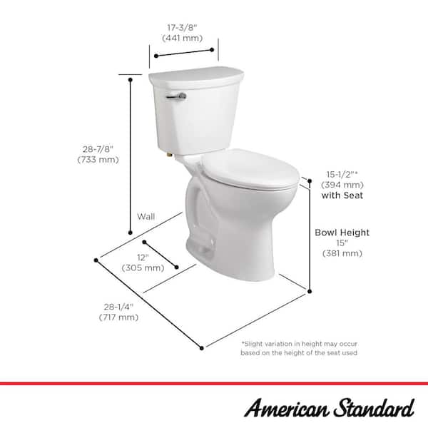 Cadet PRO 2-Piece 1.28 GPF Single Flush Standard Height Round Toilet with 12 in. Rough-In in White