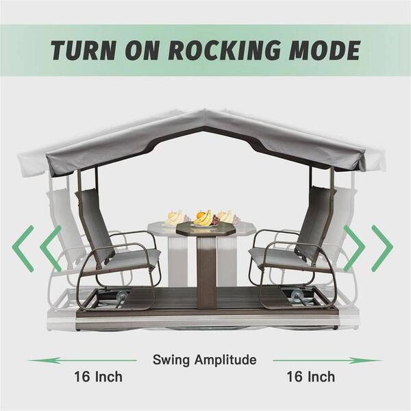 ITOPFOX 4-Seat Outdoor Glider Benches with Canopy, Retro Metal