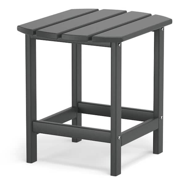 Huluwat 14.6 in. W Gray Rectangle Adirondack Outdoor Weather Resistant HDPE Plastic End Table for Patio (1-Piece)