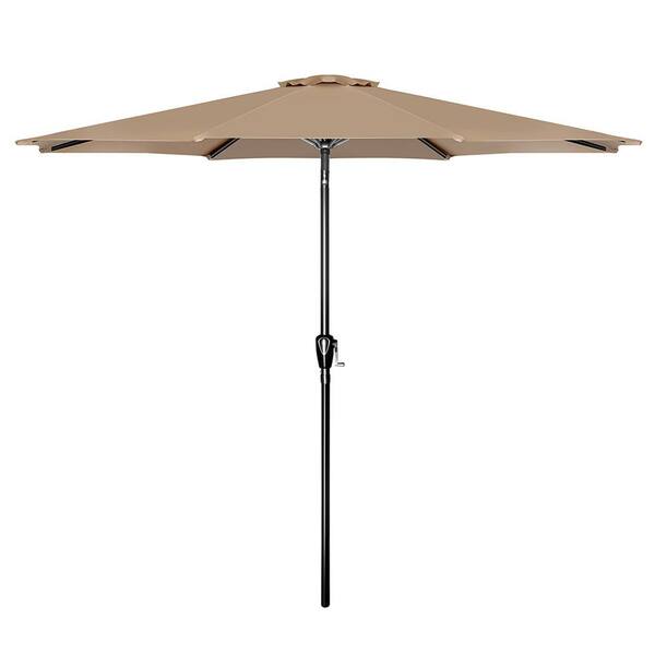 Sudzendf 10 ft. Patio Outdoor Table Market Yard Umbrella with Push Button Tilt/Crank, 8-Sturdy Ribs in Beige