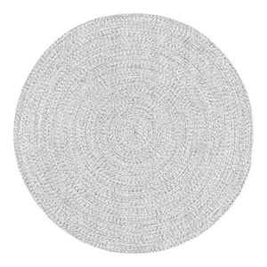 Lefebvre Casual Braided Ivory 5 ft. Indoor/Outdoor Round Patio Rug