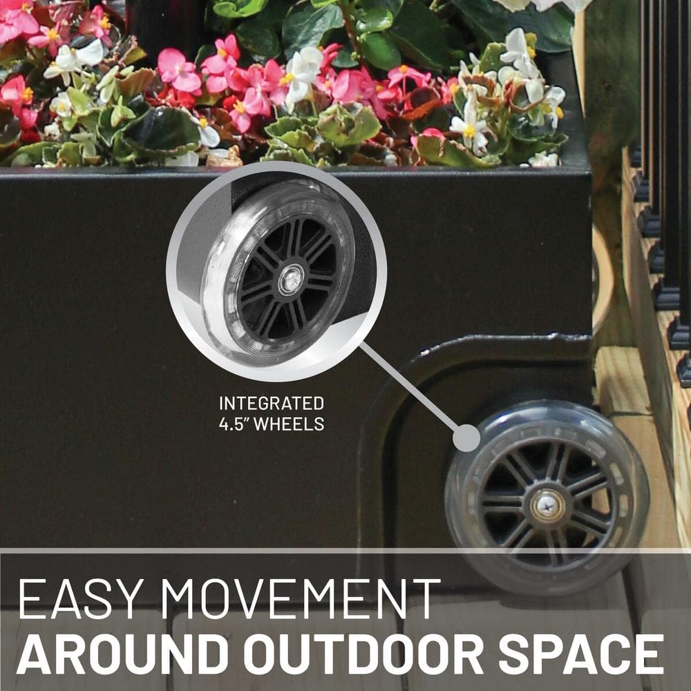 Black Steel Wheeled Umbrella Base Planter Box