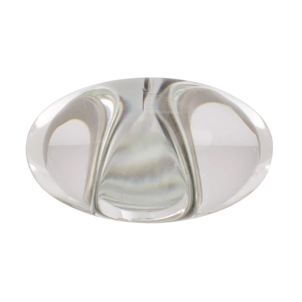 Clear Crystal and Satin Nickel Oval Cabinet Knob