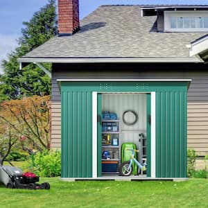 9 ft. W x 3.8 ft. D Outdoor Metal Storage Shed with Lockable Doors Vents for Patio Green 33.55 sq. ft.