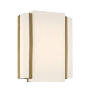 Tanzac 1-Light Soft Brass LED Wall Sconce with White Faux Alabaster Shade
