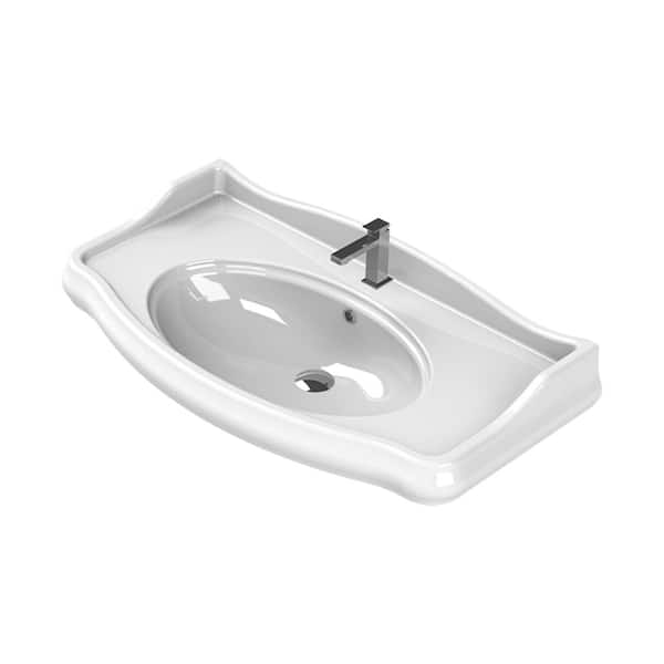 Nameeks Traditional Wall Mounted Bathroom Sink in White