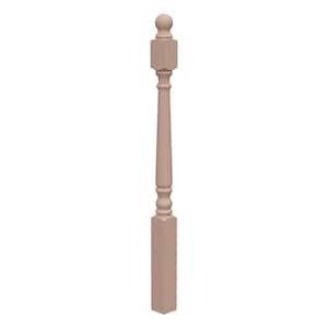 Stair Parts 4010 48 in. x 3 in. Unfinished Hemlock Ball Top Starting Newel Post for Stair Remodel