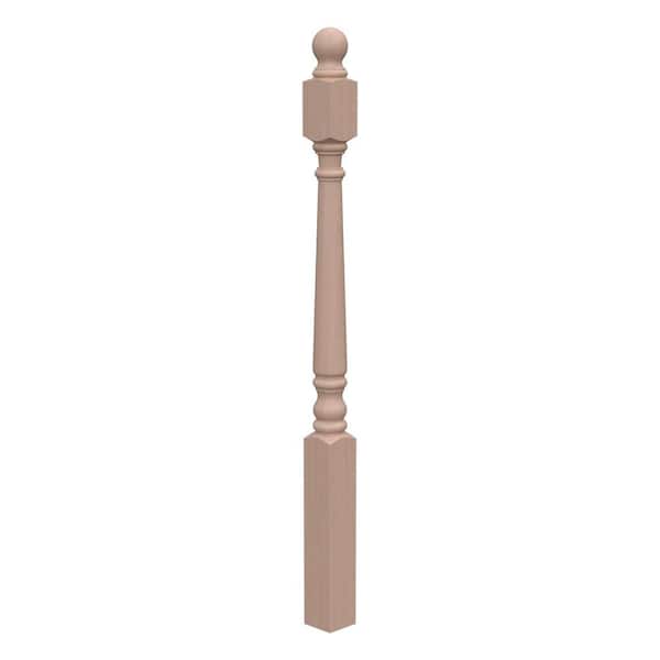 EVERMARK Stair Parts 4010 48 in. x 3 in. Unfinished Hemlock Ball Top Starting Newel Post for Stair Remodel