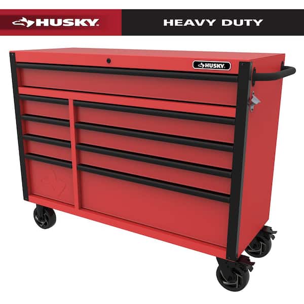 Heavy-Duty 52 in. W x 20 in. D 9-Drawer Matte Red Rolling Tool Cabinet