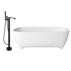 66.93 in. x 29.53 in. Soaking Flatbottom Non-Whirlpool Bathtub with Center Drain and Shower Faucet in Matte White