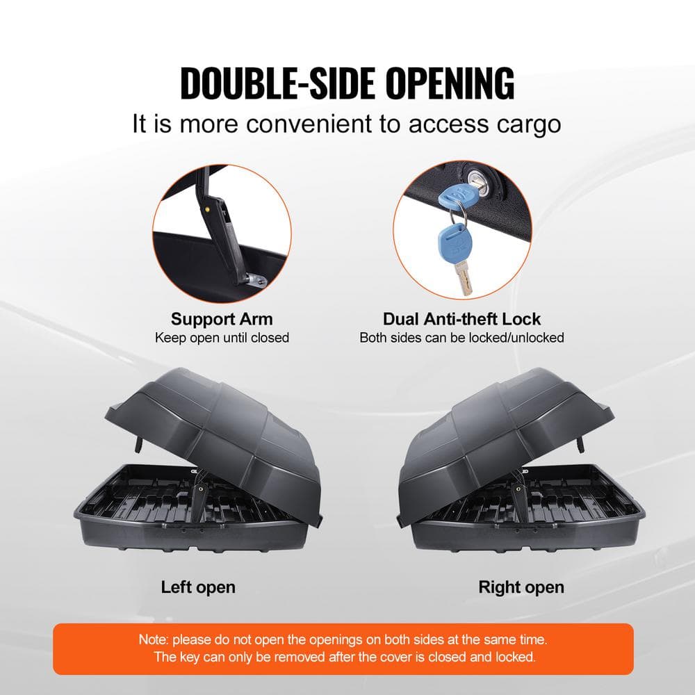 VEVOR 18 Cubic Feet Black ABS Rooftop Cargo Carrier