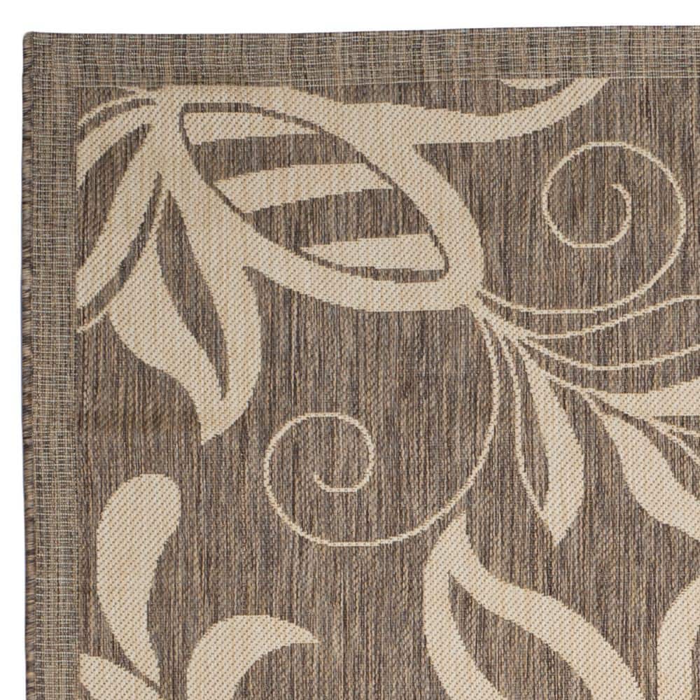 Reversible Brown and Natural 9' x 12' Synthetic Area Rug