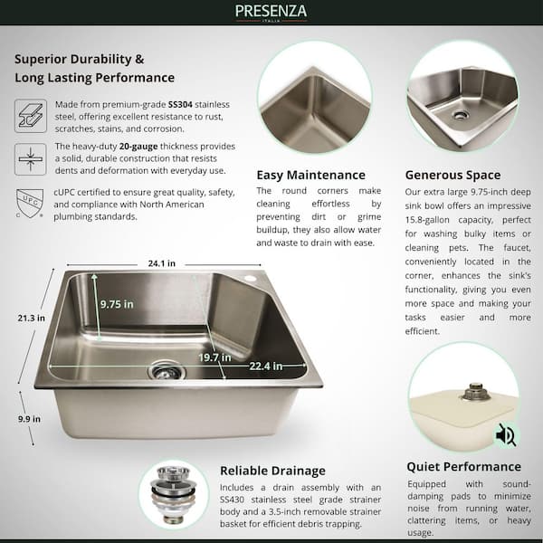 Presenza All-in-One 24 in. x 21.3 in. x 33.8 in. Stainless