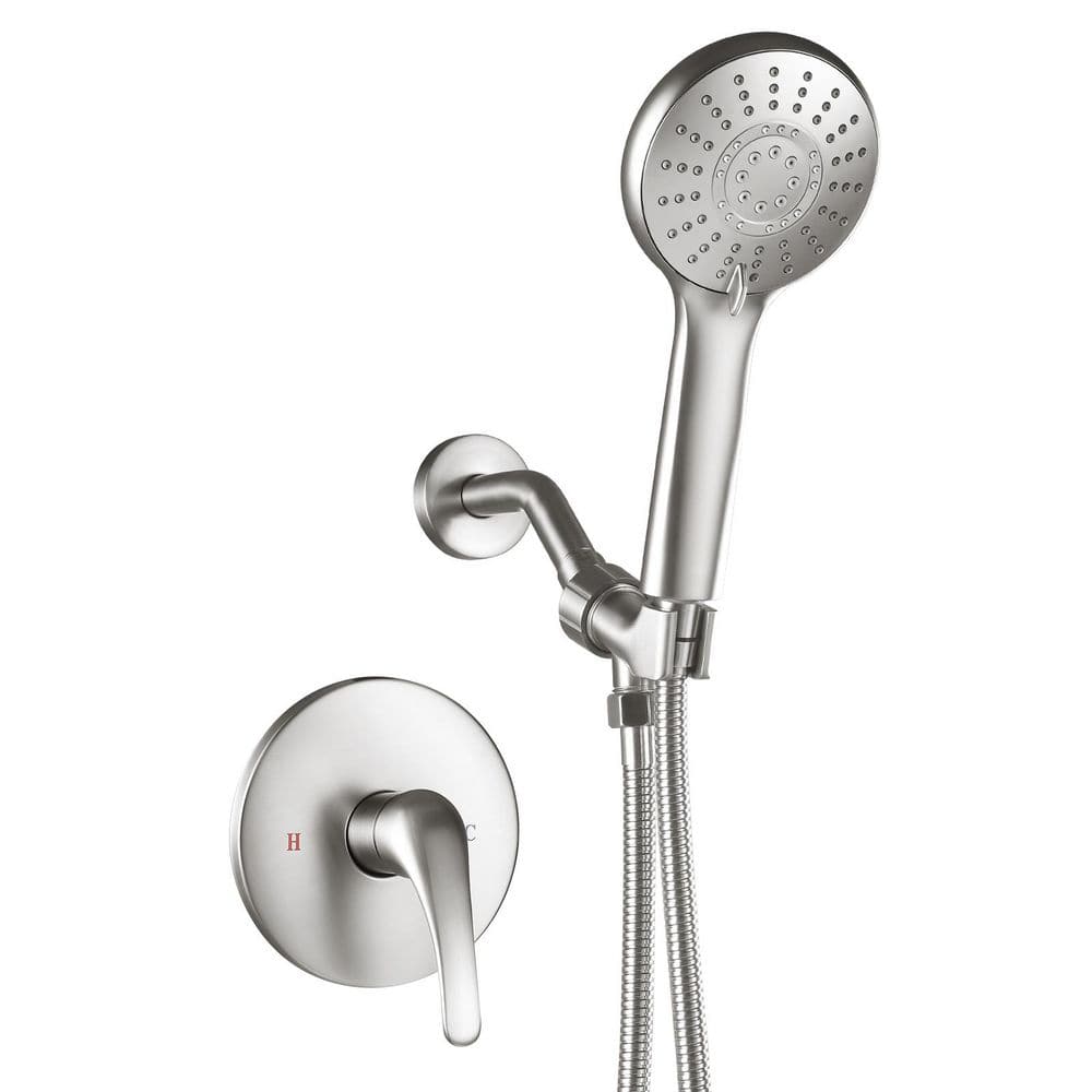 Single Handle 5-Spray Round Shower Faucet 1.75 GPM with Adjustable Stream in Brushed Nickel price history on PriceWatchPro