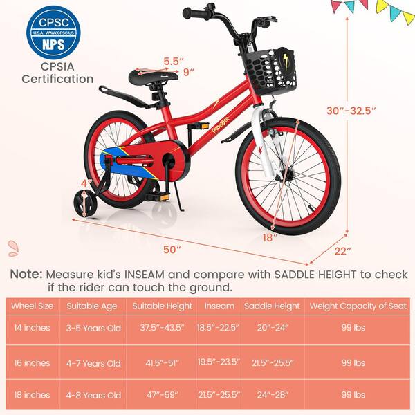 B-bike 18インチ Costway 18'' Kids Bike Toddler Bicycle with Training Wheel