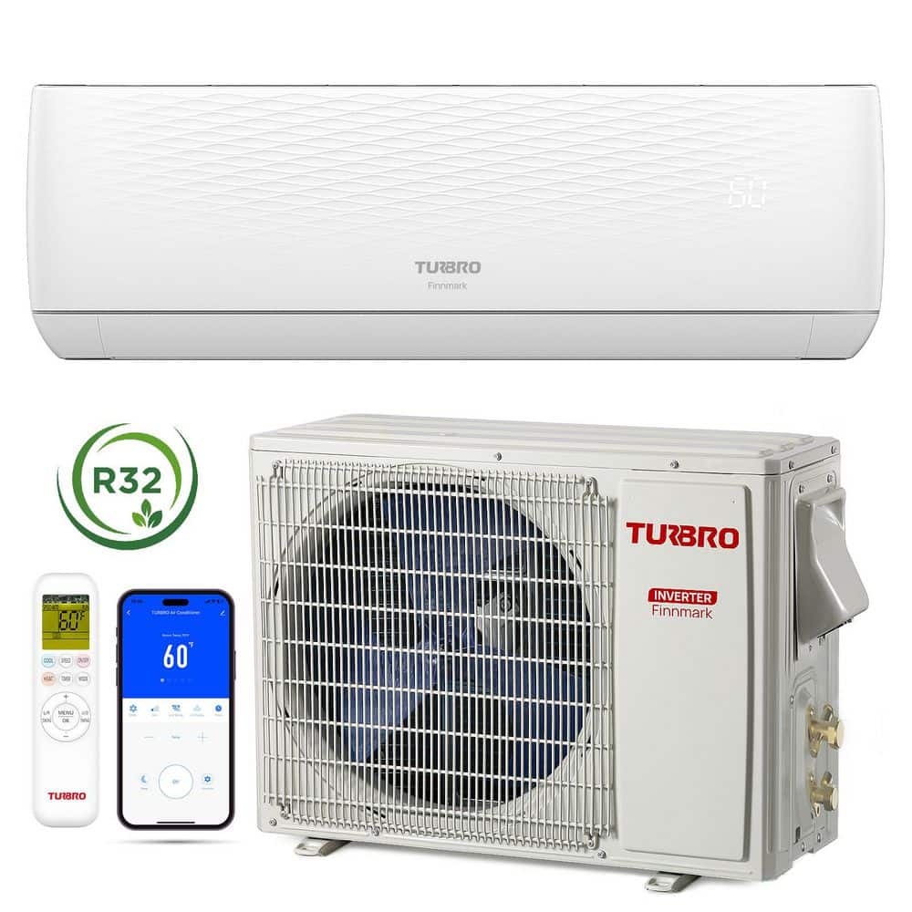TURBRO 12,000 BTU White Ductless Mini Split Inverter AC with Heat Pump