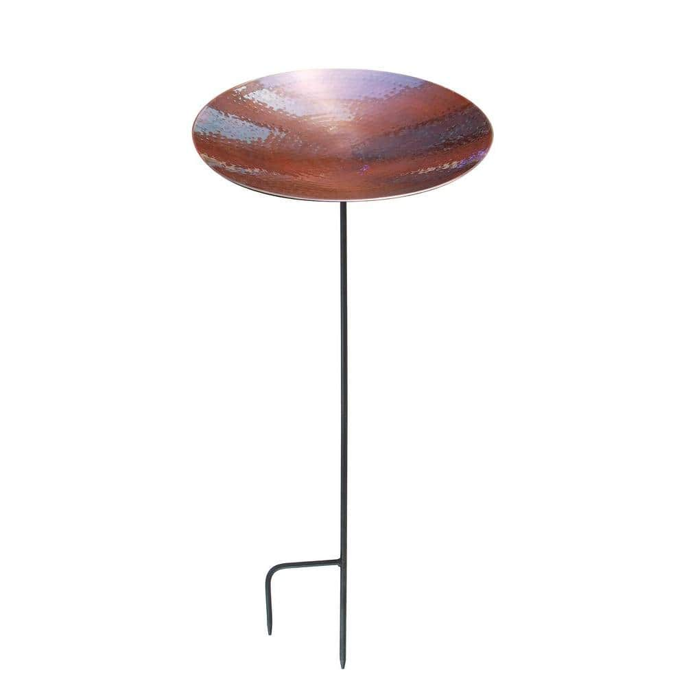 ACHLA DESIGNS 16 in. Dia Antique Burnt Copper Birdbath with Stake