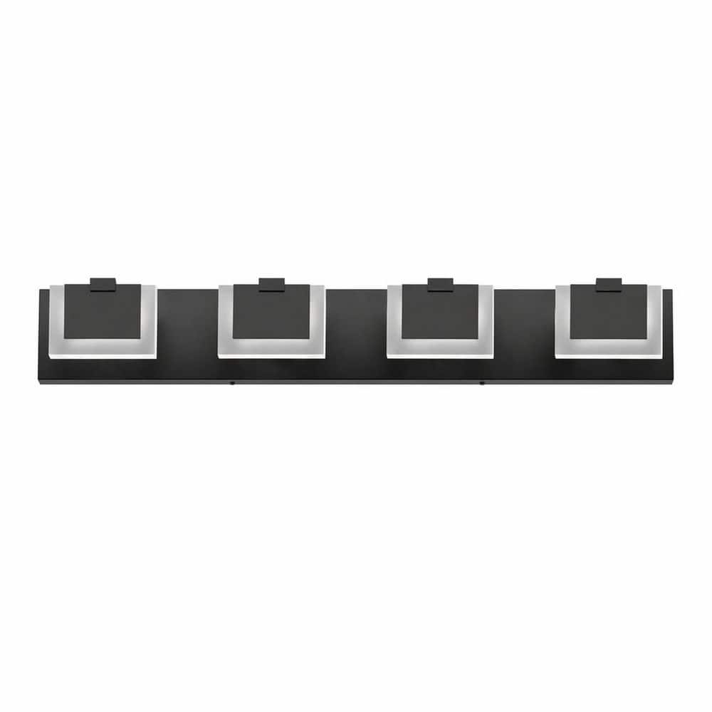 4-Light 30 in. Matte Black Dimmable LED Bathroom Vanity Light, 6000K Cool White price history on PriceWatchPro