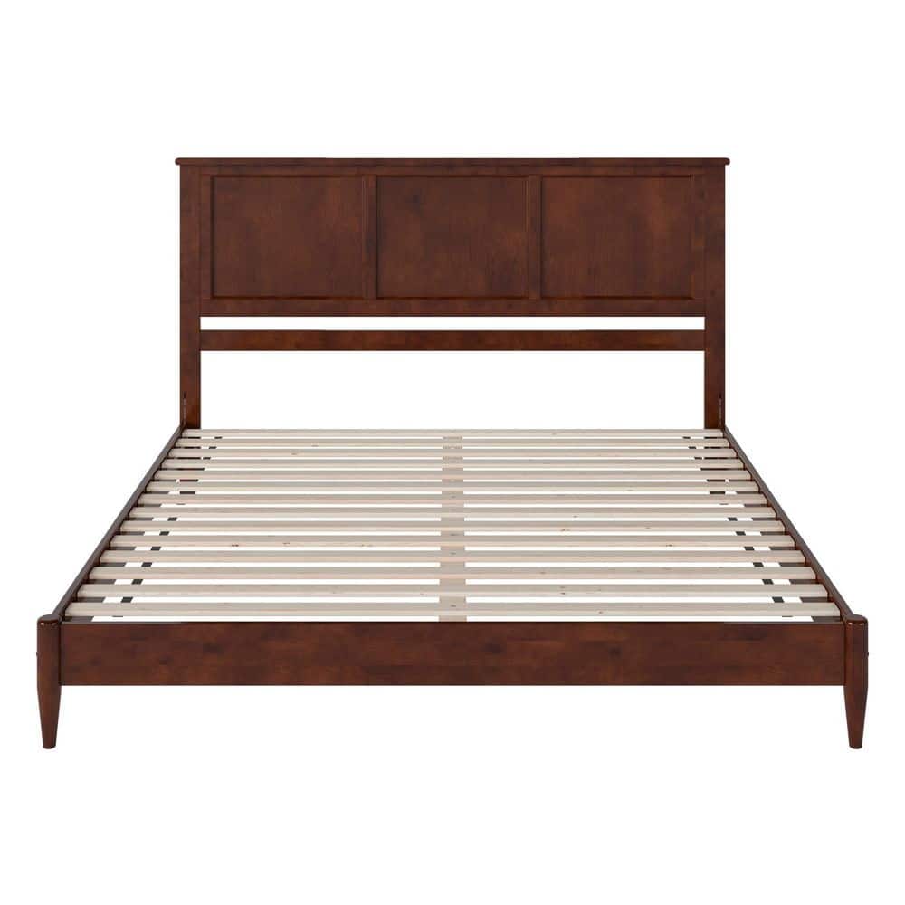 Charlotte Walnut King Solid Wood Low Profile Platform Bed