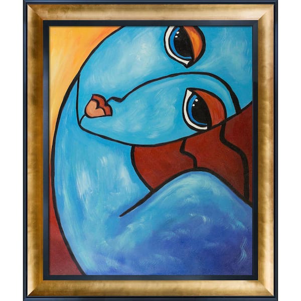 LA PASTICHE "Picasso by Nora, Feeling Blue with Gold Luminoso and Black Custom Stacked Frame" by Nora Shepley Canvas Print