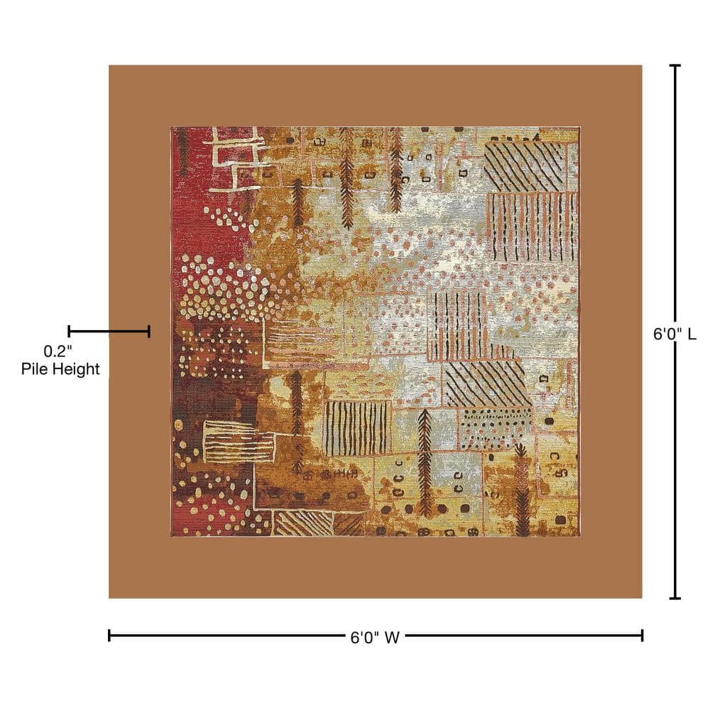 Colorful 6' x 6' Square Outdoor Synthetic Flat Woven Rug