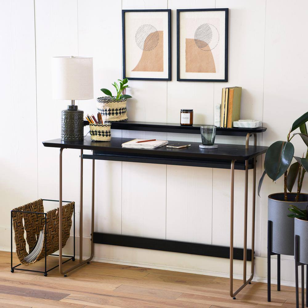 Natural Jute and Black Metal Freestanding Magazine Holder