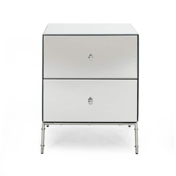 Noble House Crowley Mirrored Cabinet with 2-Drawers