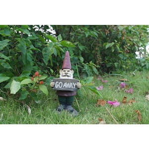 Gnome Holds Go Away Sign