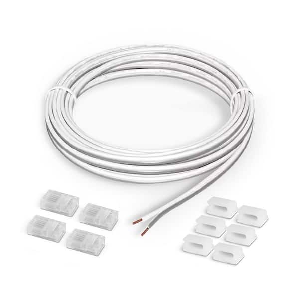 13 ft. White Connector Cord LED Strip Light Accessory Pack (4 Wire-to-Tape Connectors, 6 Wire Mounting Clips)