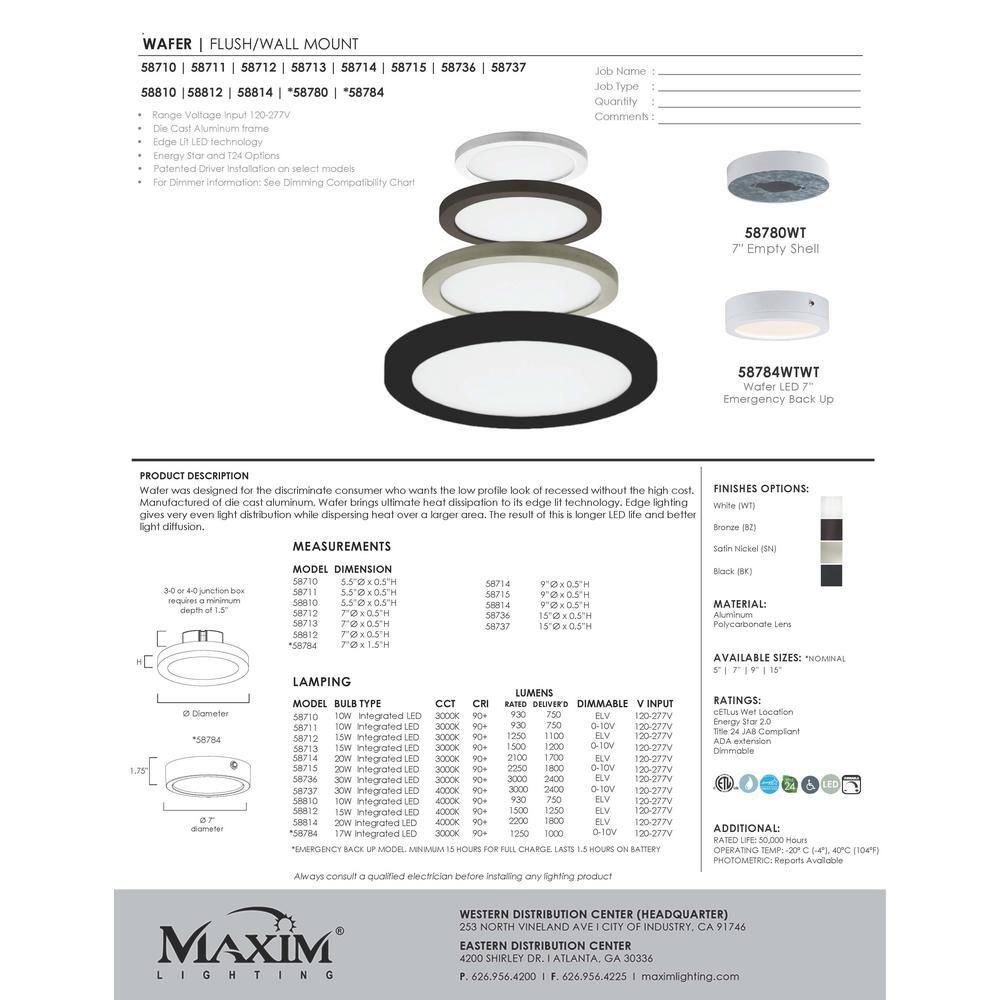 Black Aluminum LED Flush Mount Ceiling Light