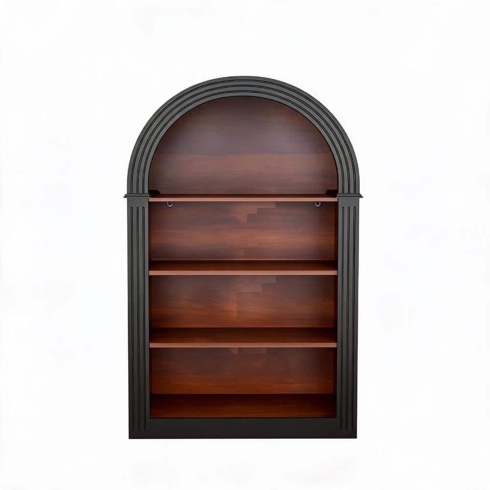 45.66 in. Tall Black MDF 4-Shelf Arched Bookcase with Anti-Tipping Kit, Storage durable construction price history on PriceWatchPro