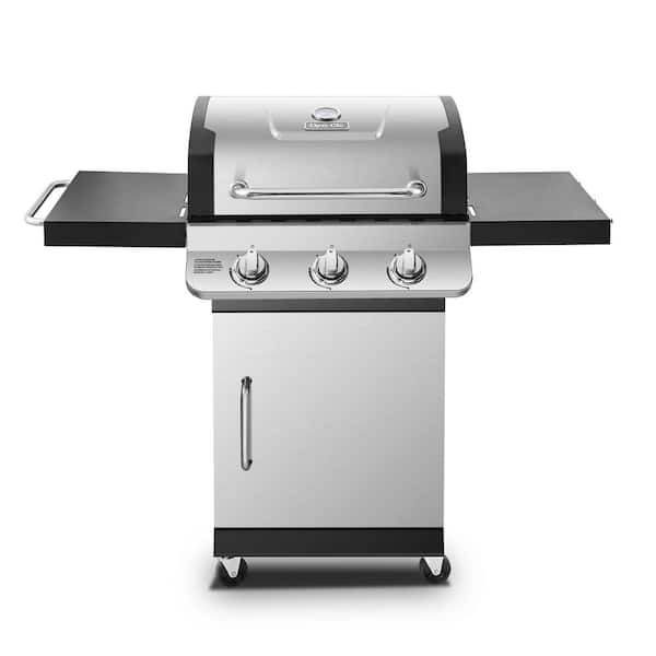 Dyna-Glo Premier 3-Burner Propane Gas Grill in Stainless Steel with Folding Side Tables