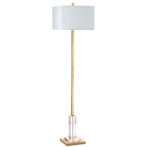 Talon 68 in. Gold/Clear Crystal Floor Lamp with Off-White Shade