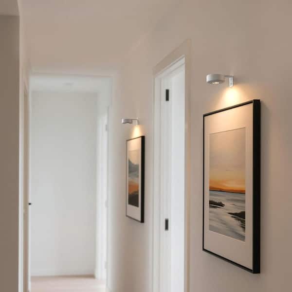 White Round LED Picture Lights, 3 Pack Wireless Wall-Mounted Art Lights, Dimmable with Remote Timer for Paintings