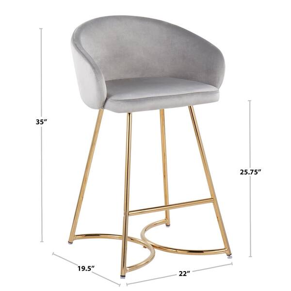 Lumisource Cece 35 In Silver Velvet, What Height Bar Stools For 35 Inch Counter