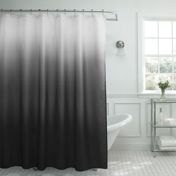 Details about   Creative Home Ideas Ombre Textured Shower Curtain with Beaded Rings Dark Grey 